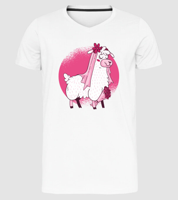 Mireasa Llama pentru petrecerea burlăcițelor model alb pe tricou