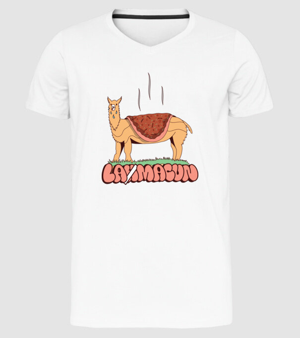 Lamacun Lama model alb pe tricou