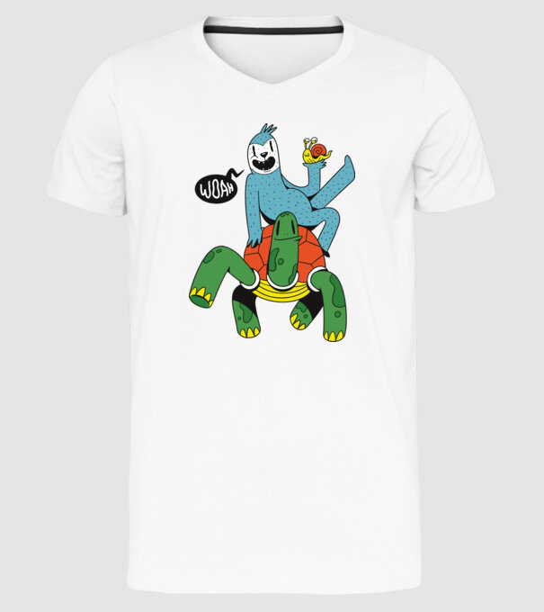 Animale lente model alb pe tricou