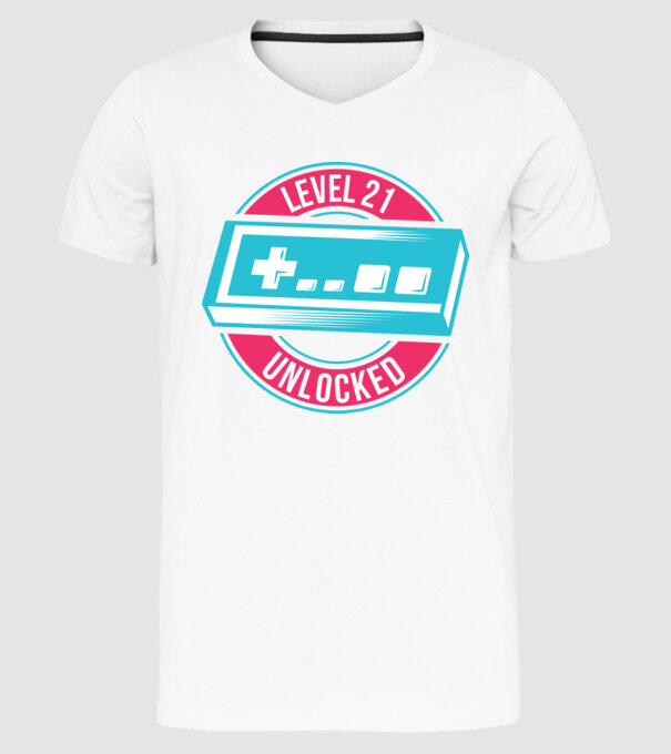 Level 21 Unlocked 21th Birthday model alb pe tricou
