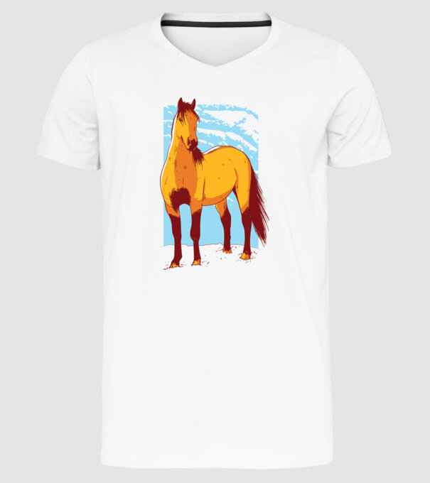 Cal - pentru călăreți model alb pe tricou