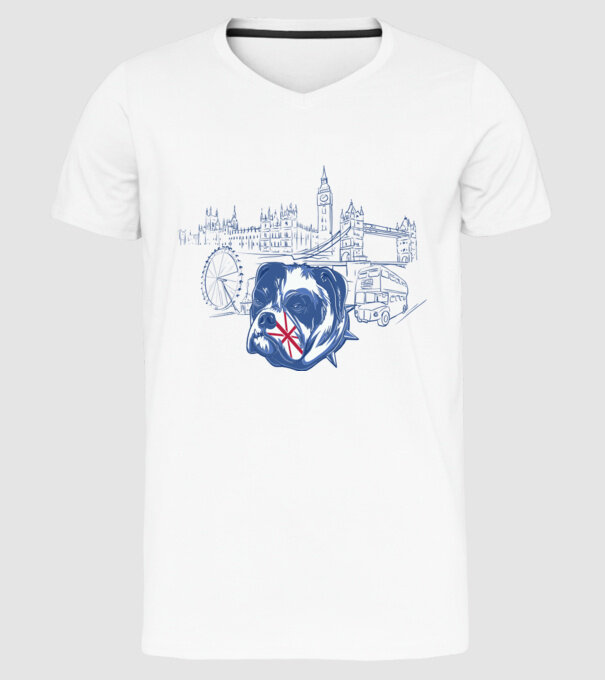 London Bulldog model alb pe tricou