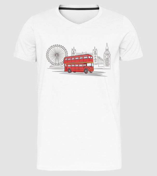 London Bus model alb pe tricou