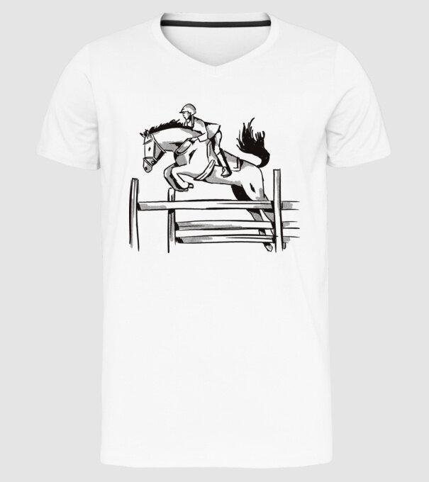 Călăreț model alb pe tricou