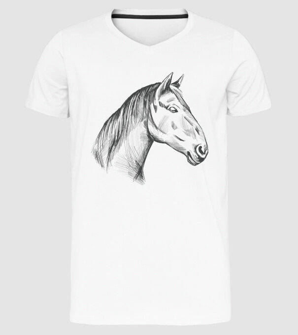 Desen cu cal model alb pe tricou
