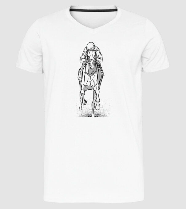 Cursă de cai model alb pe tricou