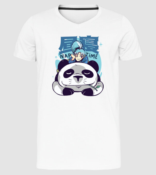 Anime Panda relaxare model alb pe tricou