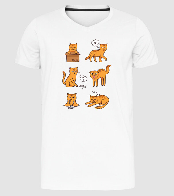 Caracteristici Pisică model alb pe tricou