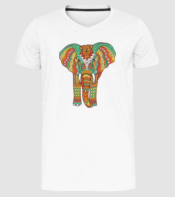 Mandala Elefant model alb pe tricou
