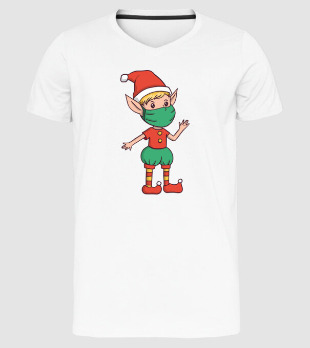 Elf cu mască model alb pe tricou
