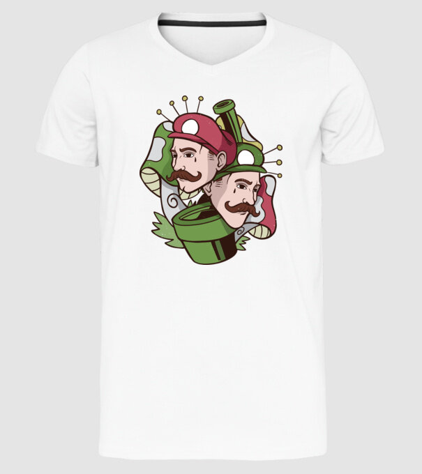 Mario și Luigi model alb pe tricou