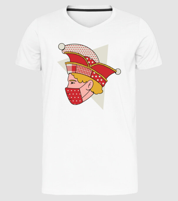 Covid joker model alb pe tricou