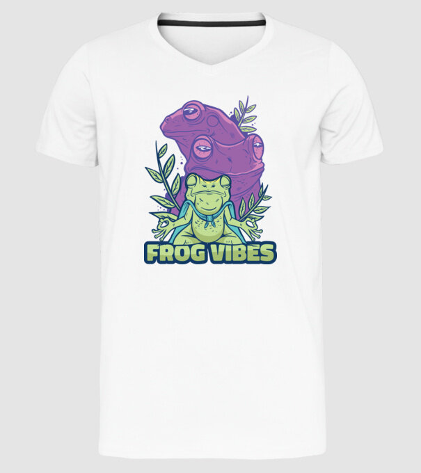 Broasca meditatoare model alb pe tricou