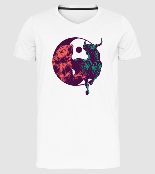 Medve Bika Yin Yang model alb pe tricou