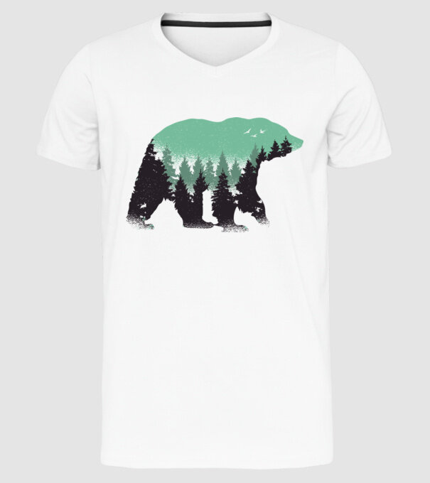Urs pădure Natură tricou model alb pe tricou