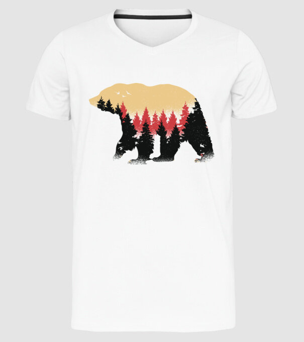 Urs Natură model alb pe tricou