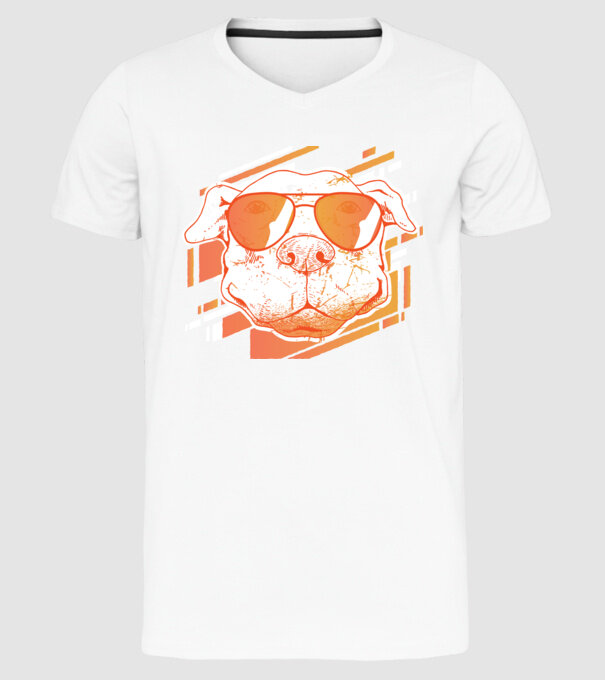 Pitbull Cool în ochelari de soare model alb pe tricou