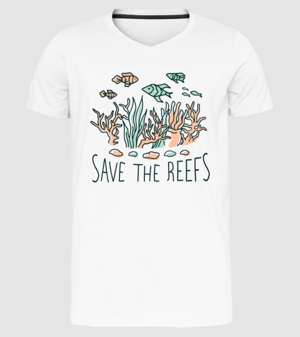 Salvează recifele de corali model alb pe tricou