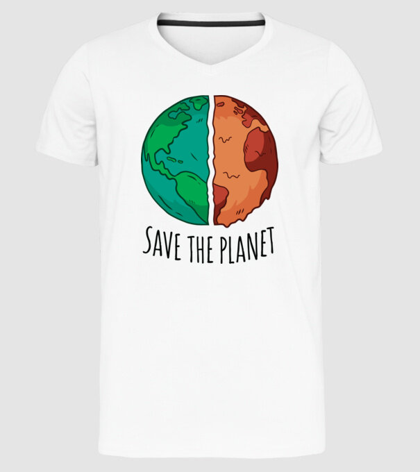 Salvați planeta model alb pe tricou