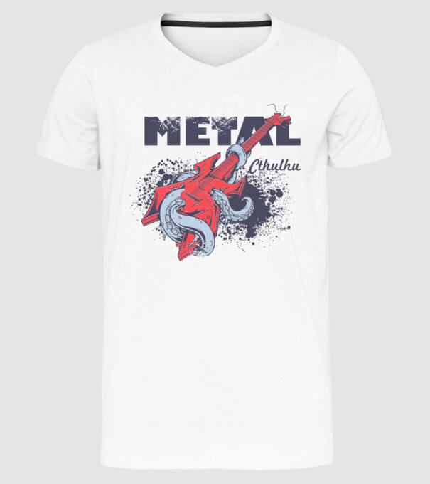 Metal Cthulhu model alb pe tricou
