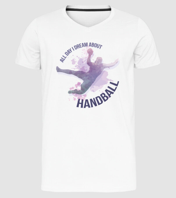 Visez la handbal în fiecare zi model alb pe tricou