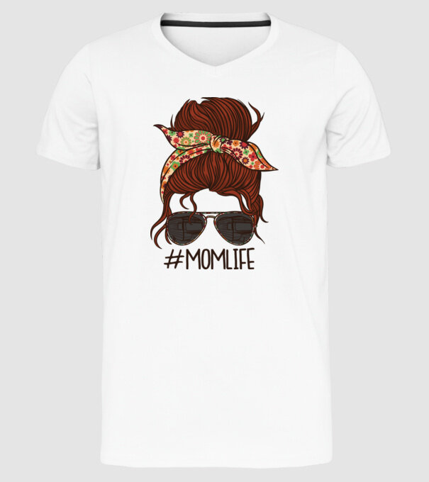 Momlife Hashtag model alb pe tricou