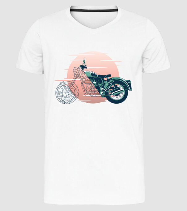 Motocicletă model alb pe tricou