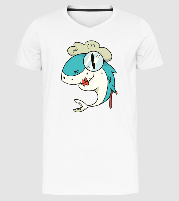 Bunică Rechin model alb pe tricou