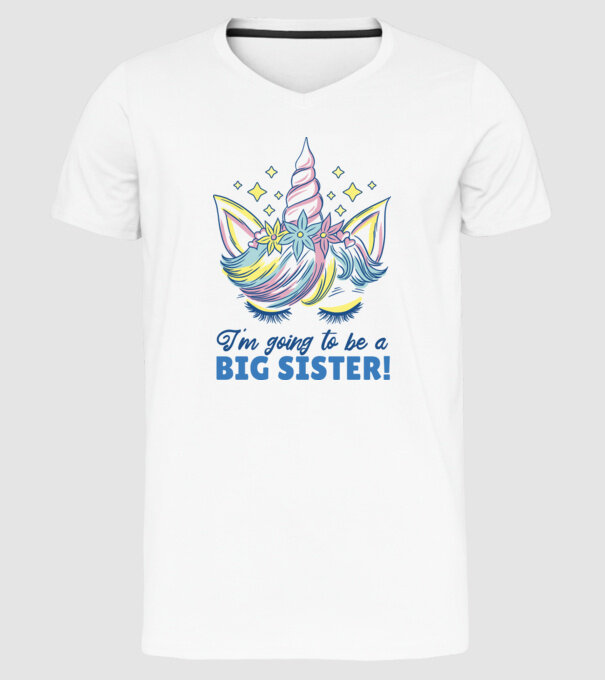 O să fiu un frate mai mare Unicorn model alb pe tricou