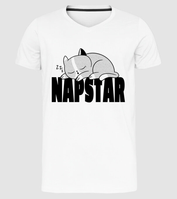 Pisică Napstar model alb pe tricou