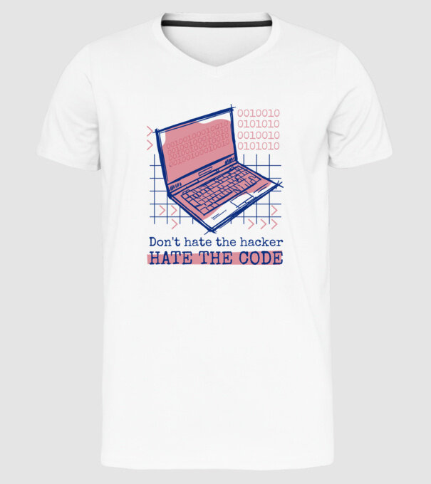 Nu urî hackerul, urăște codul model alb pe tricou