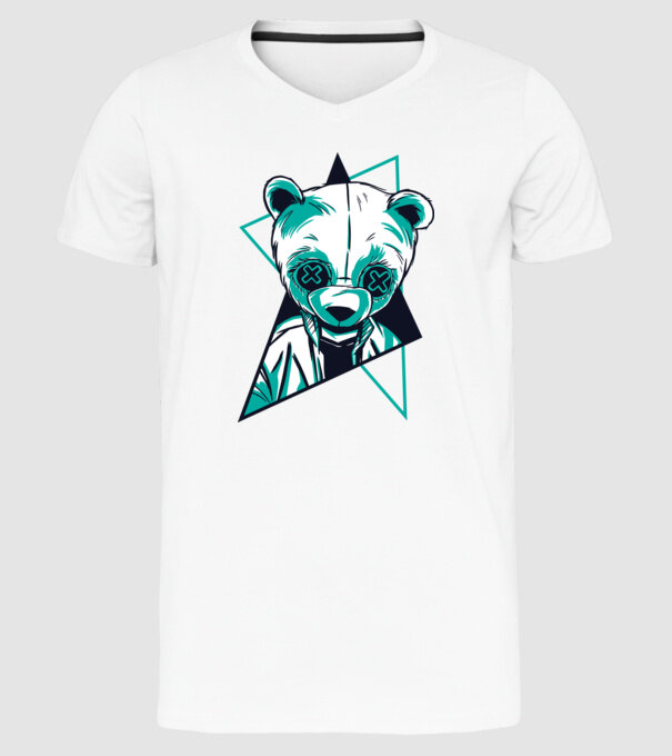Panda Neon model alb pe tricou