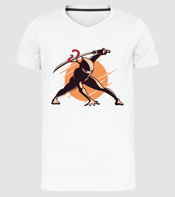 Ninja model alb pe tricou