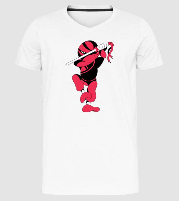 Ninja model alb pe tricou