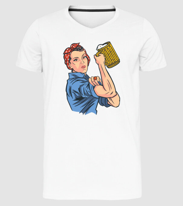 Emanciparea femeilor Bere model alb pe tricou