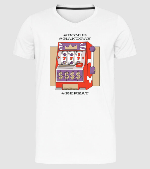 Slot machine model alb pe tricou