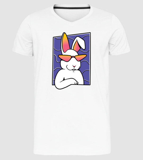 Iepuraș model alb pe tricou