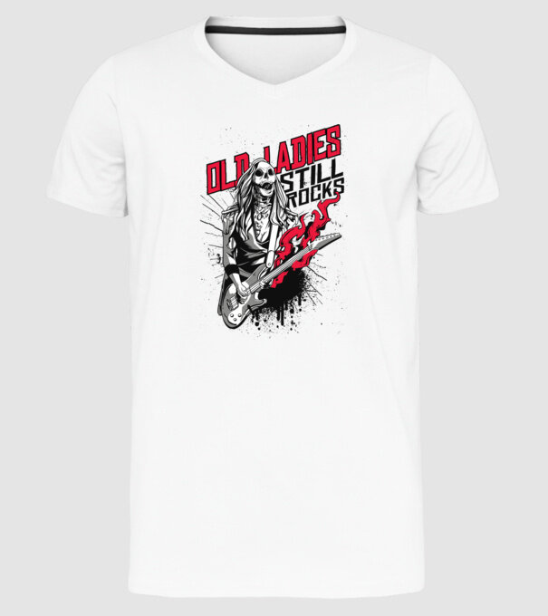 Old Ladies still Rocks model alb pe tricou
