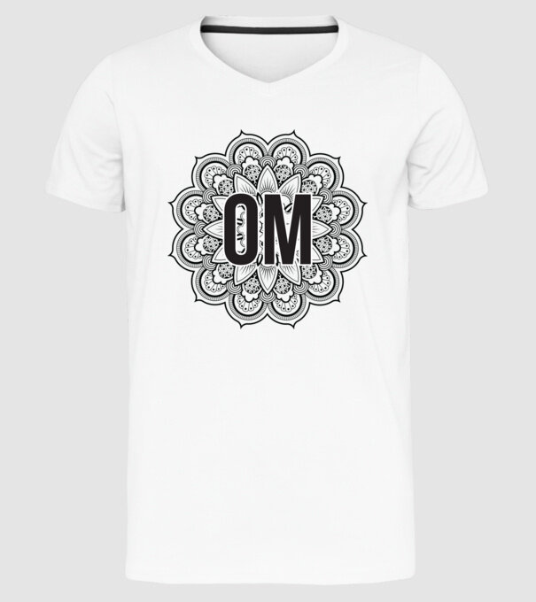 OM Mandala model alb pe tricou