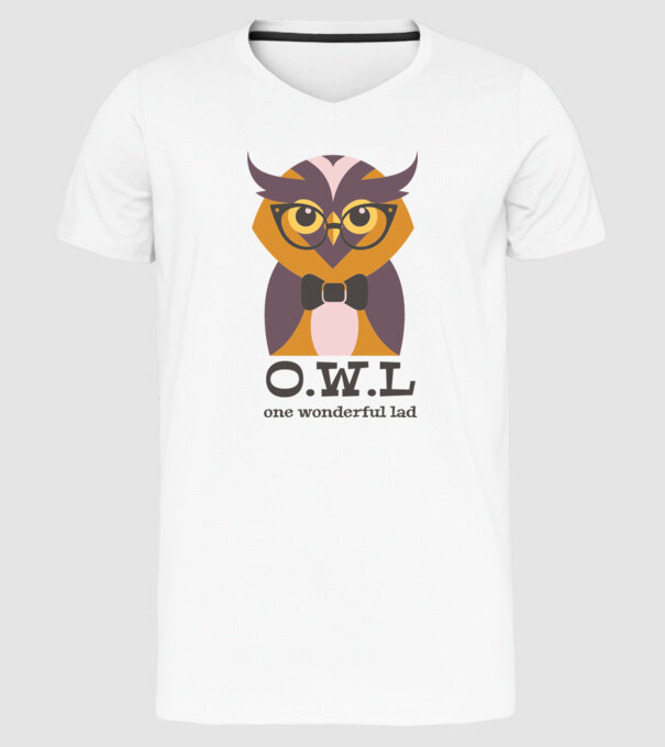 OWL - One wonderful Lad model alb pe tricou