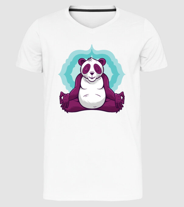 Panda Meditație model alb pe tricou