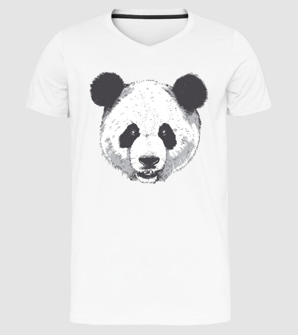 Cap de panda model alb pe tricou