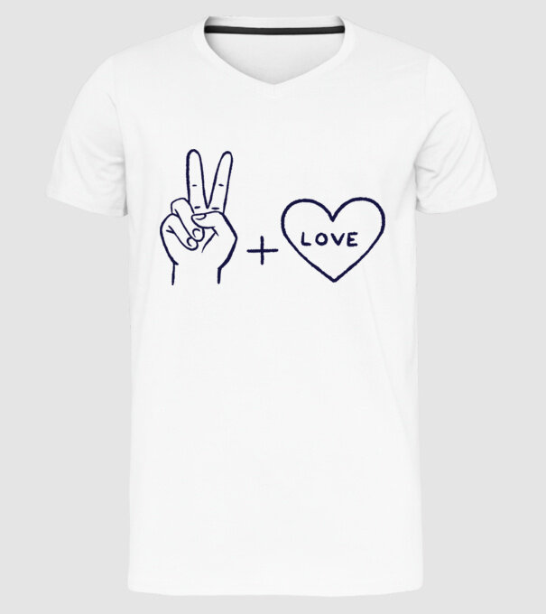 Peace + Love model alb pe tricou