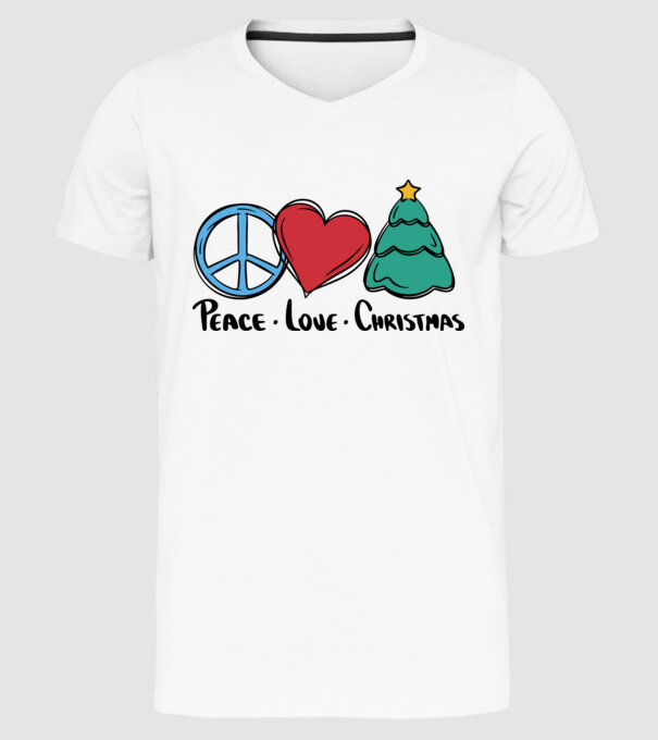 Peace Love Crăciun model alb pe tricou