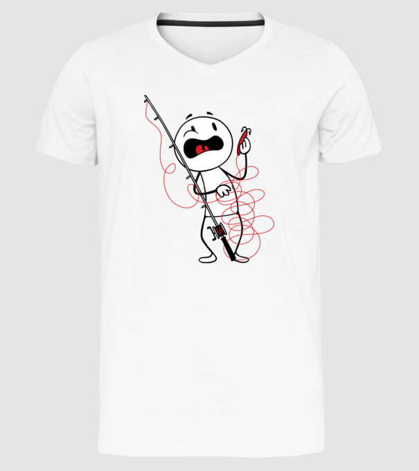 Încurcătură pescar model alb pe tricou