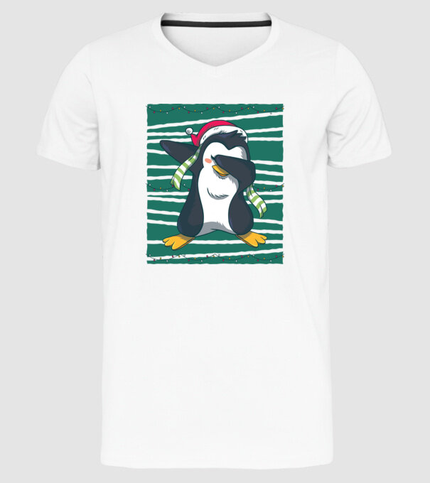 Pinguin DAB Crăciun model alb pe tricou