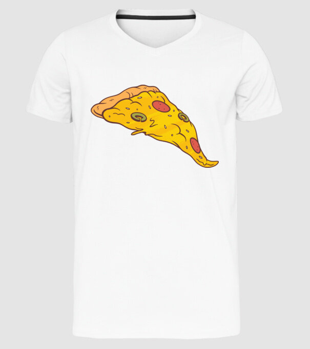 Felie de pizza Cuplu model alb pe tricou