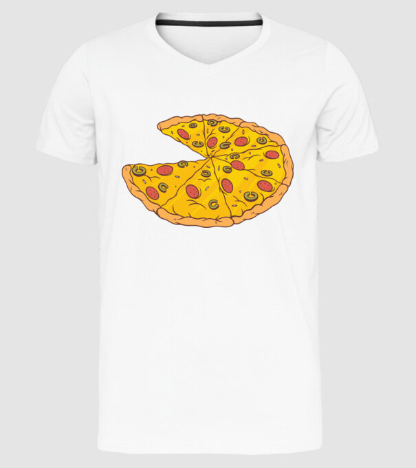Felii de pizza Cuplu model alb pe tricou