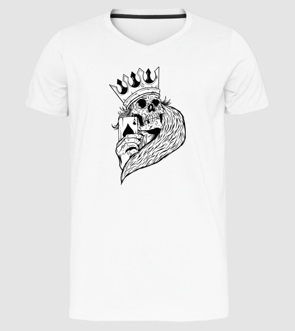Craniu Poker model alb pe tricou