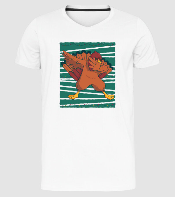 Curcan DAB Ziua Recunoștinței Thanksgiving model alb pe tricou